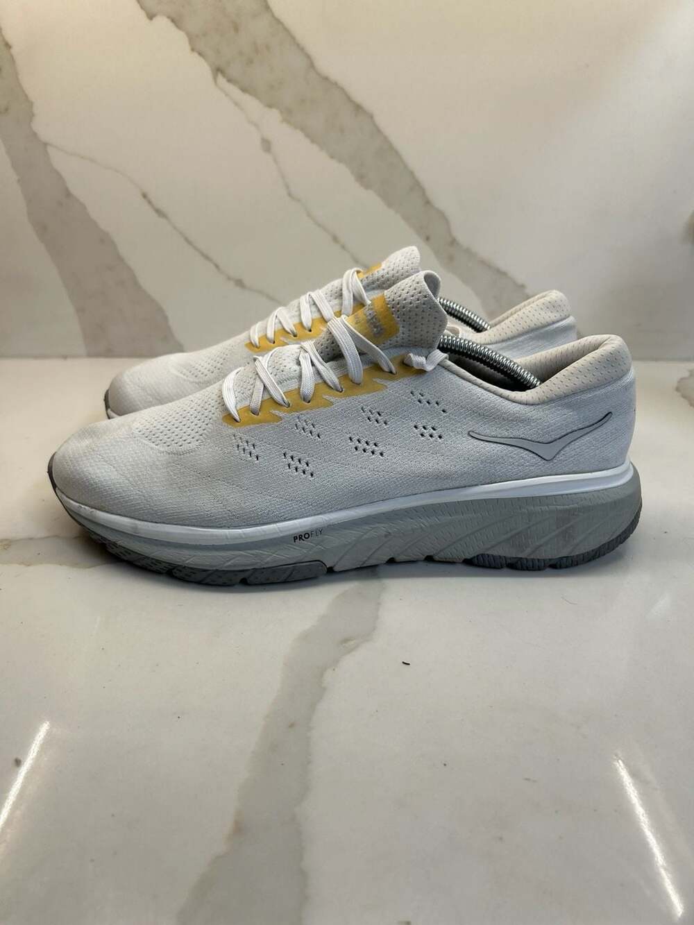 Hoka Clifton 8 White Grey Yellow Mens Road Running Shoes Size 11